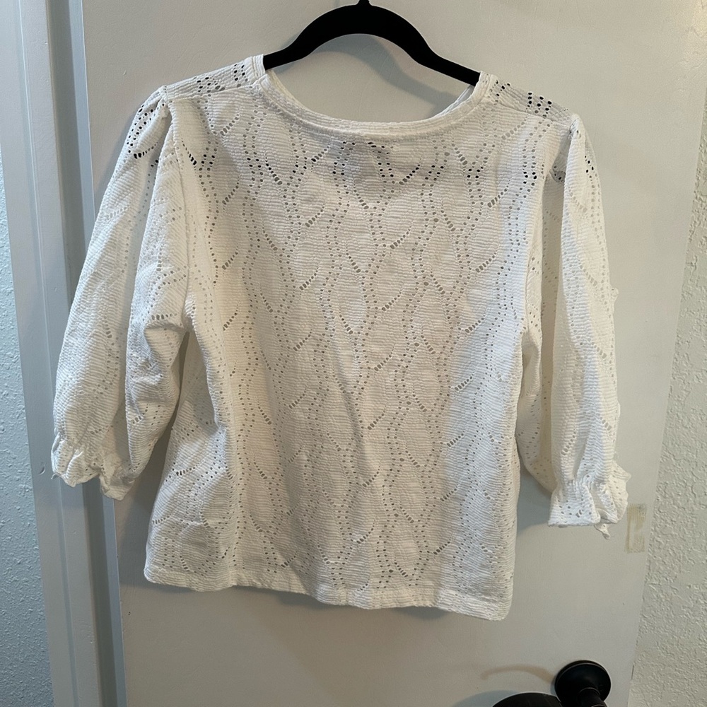 Zara eyelet ruffle sleeve top